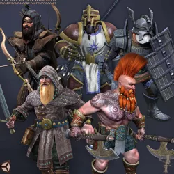 Dwarves Warriors Low-poly  3D model