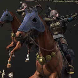 Eva And Adam Horseman Archers Low-poly  3D model