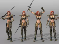 Female Warrior Low-poly  3D model