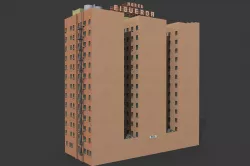 Figueroa Hotel Building Low-poly  3D model