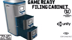 Futuristic Filing Cabinet -- Game-Ready Low-poly  3D model
