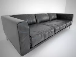 Leather black loft sofa 3D model