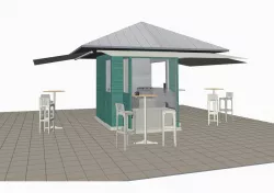 Marketplace coffee and snack kiosk