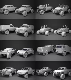 Off-road racing cars collrction Low-poly  3D model