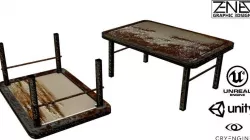 Post-Apocalyptic Grimy Rusty Table Low-poly  3D model