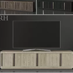 RH BEZIER PANEL 6-DOOR MEDIA CONSOLE 3D model