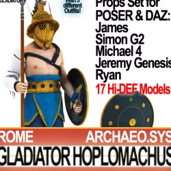 Roman Gladiator Hoplomachus Props Poser Daz 3D model