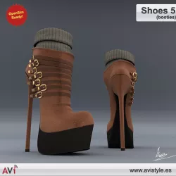 Shoes 5 booties Low-poly  3D model