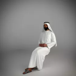 Traditional arab man from dubai posed sitting 3D model