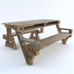 Transformer bench table with carving 3D model