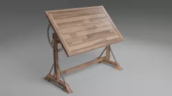 Wooden Drafting Desk 3D model