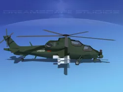WZ-10 Attack Helicopter  Low-poly  3D model