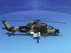 WZ-10 Attack Helicopter V02 Low-poly  3D model