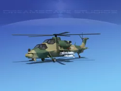 WZ-10 Attack Helicopter V03 Low-poly  3D model