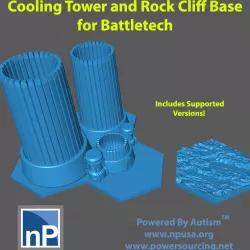 Battletech Buildings and Bases - Cooling Tower & Rock Cliff Base