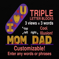 Customizable Triple Letter Blocks Ambigram