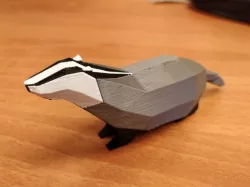 European Badger Low-Poly Multimaterial (Meles meles)