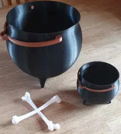 Halloween three legged Witches' Cauldron with handle, 200mm