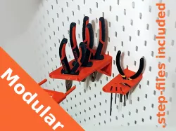 Modular sideways pegboard rack (.step files included)