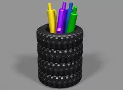 Off-road tire stack pen cup