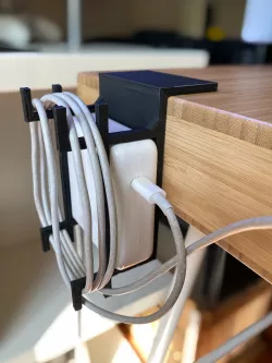 Desk holder for Apple MacBook Pro 87W USB-C Power Adapter and cable (for IKEA Lillåsen desk)