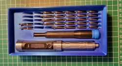 MiniWare ES15 and iFixit screwdriver + bits - Gridfinity holder
