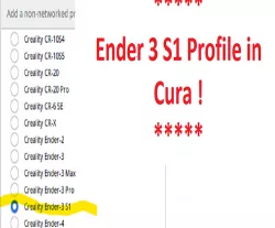 Adding the Ender 3 S1 printer profile in Cura 5/4.13