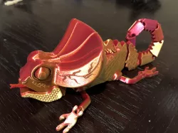 Lenny the Happy Articulated Mechanical Lizard w Print-in-place GearBox 100% 3D printed easy 2 step assembly