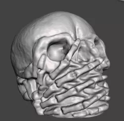 Skull covering his mouth, halloween decoration #ScanYourWorld