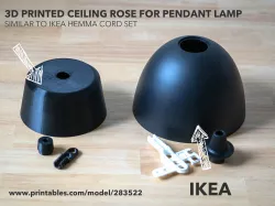 Ceiling Rose for Pendant Lamps similar to Ikea Hemma cord set