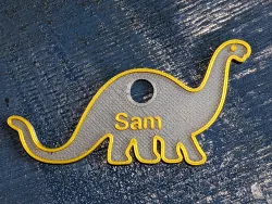Dino Name Tag With a Hole