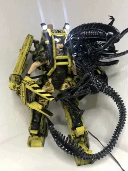 DIY Alien vs. Power Loader fight with LED lights