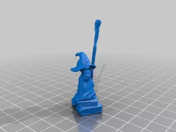 Halfling wizard in oversized robes.