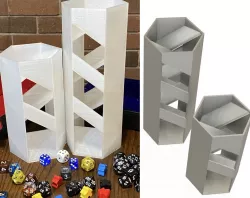 Hexagon Dice Tower - Double spiral / helix dice roll - with Windows 