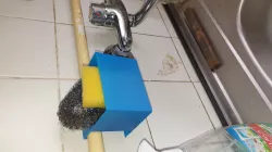 Pipe dish wash sponge holder with drainer