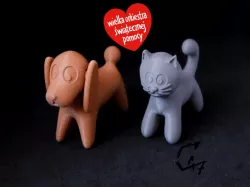 A dog and a cat miniatures