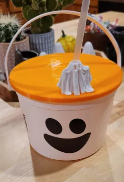 Boo Bucket Drink Lid With Straw Holder