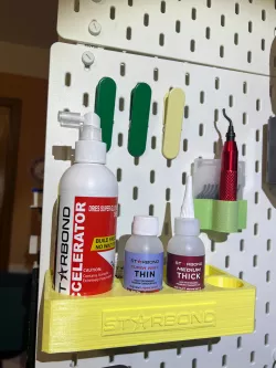 IKEA Skadis Mount for Starbond CA Glue & 8oz Accelerant (Includes STL w/o SKADIS Hooks))