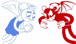 Angel and Demon stencil