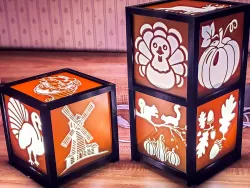 Fall/Harvest Panel Set for Seasonal Lantern with Interchangeable Panels