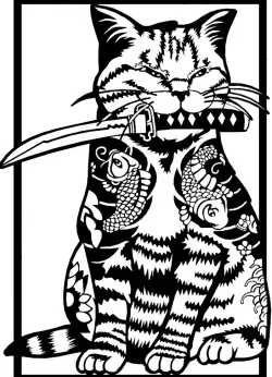 Katana Cat stencil