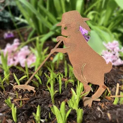 Raking Rabbit Garden Art