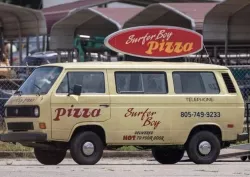 Surfer Boy Pizza Keychain