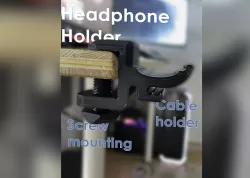 Headphone Holder - Desk Mount with Screw -Short Cable Holder