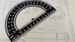 Semi Circular Protractor 180 Degree Angle, Ruler Centimetres & Millimetres