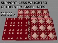 Support-less Weighted Gridfinity Baseplates (CadQuery Customizable)