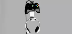 XBOX 360 controller + headset holder with cable routing