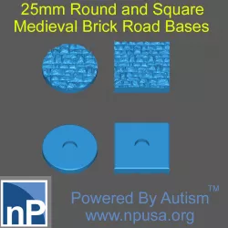 25mm Round and Square Medieval Brick Base