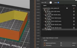 Configurable acceleration ghosting/rigging test print