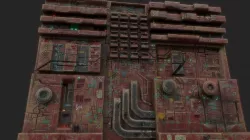 3d low poly sci fi building facade Low-poly  3D model